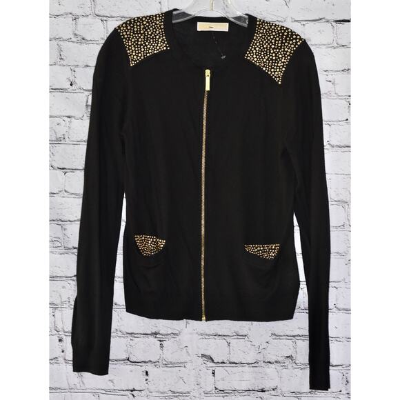 Michael Michael Kors Black Studded Long Sleeve Sweater Cardigan Size Small - Picture 1 of 9